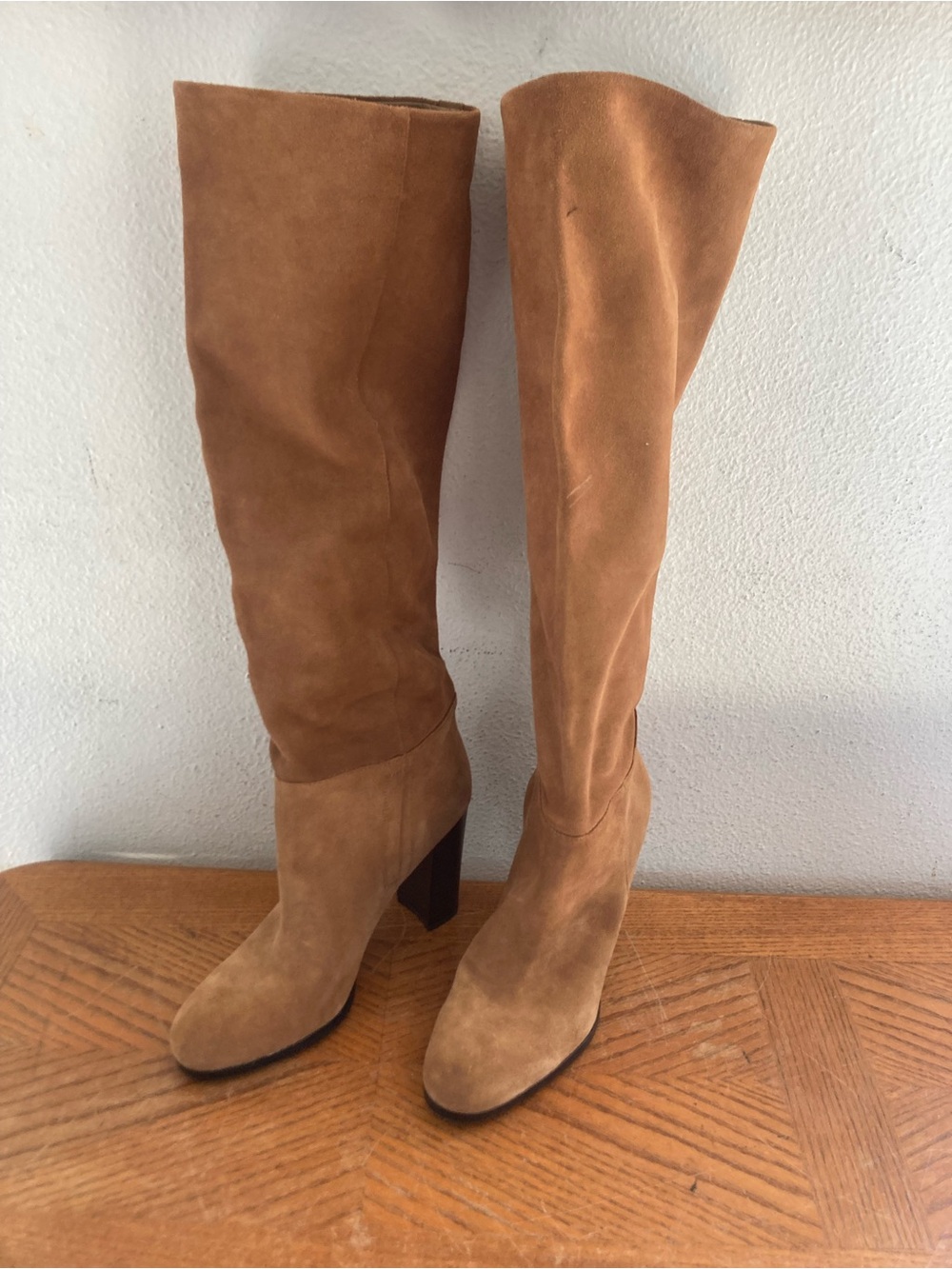 SAM EDELMAN “Victoria” Caramel Suede Heeled Boots (10M)